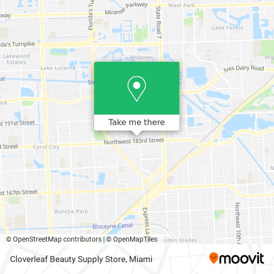 Mapa de Cloverleaf Beauty Supply Store