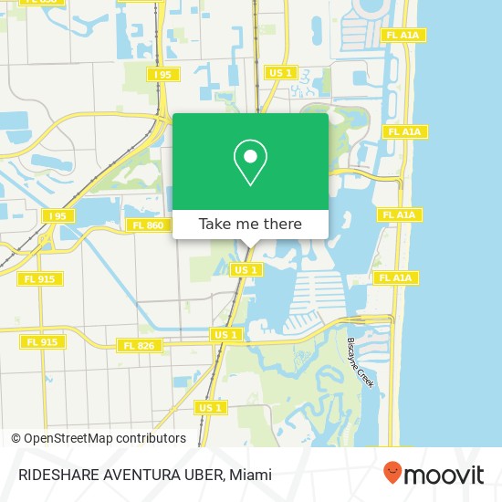 Mapa de RIDESHARE AVENTURA UBER