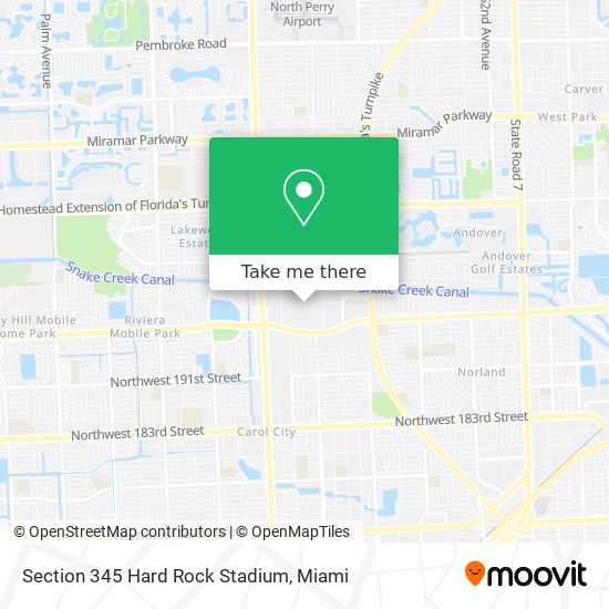 Section 345 Hard Rock Stadium map