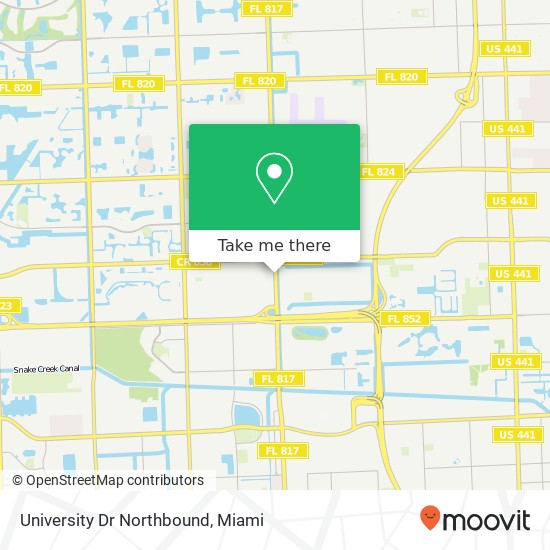 University Dr Northbound map