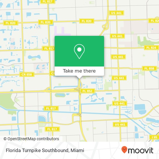 Florida Turnpike Southbound map