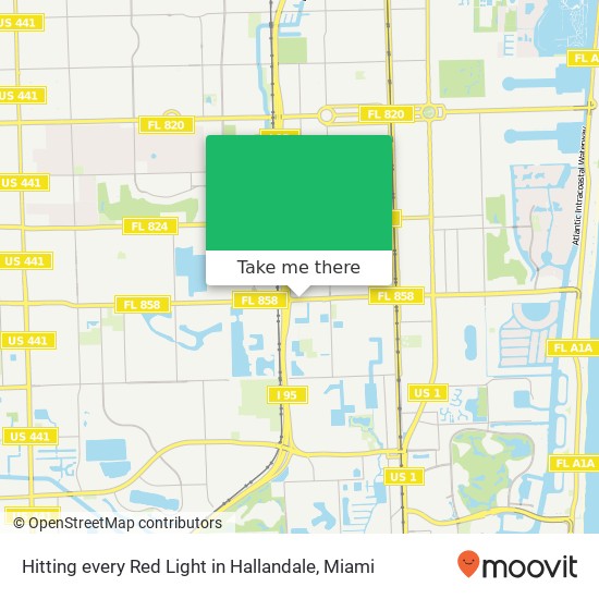 Mapa de Hitting every Red Light in Hallandale