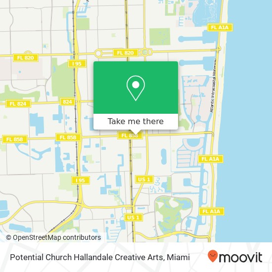 Mapa de Potential Church Hallandale Creative Arts