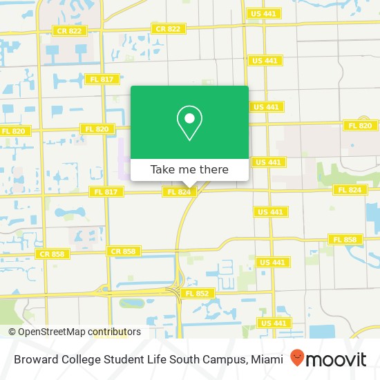 Mapa de Broward College Student Life South Campus