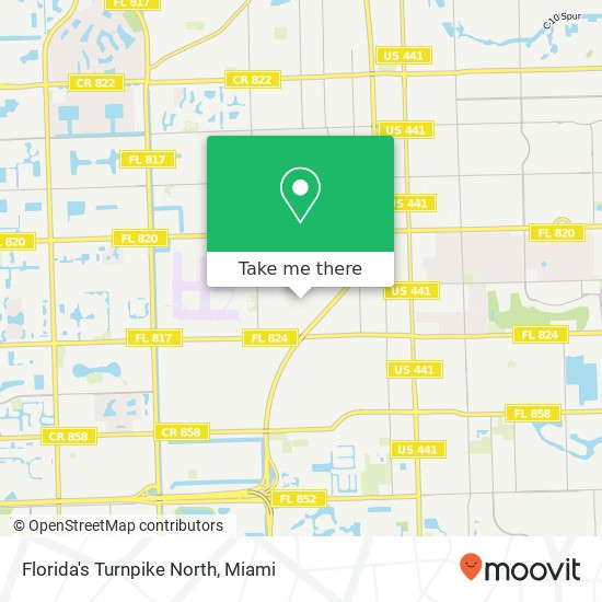 Florida's Turnpike North map
