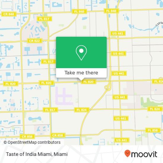 Taste of India Miami map