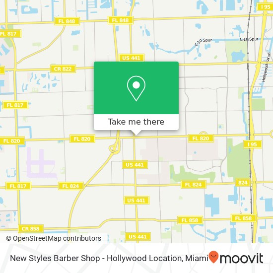 New Styles Barber Shop - Hollywood Location map