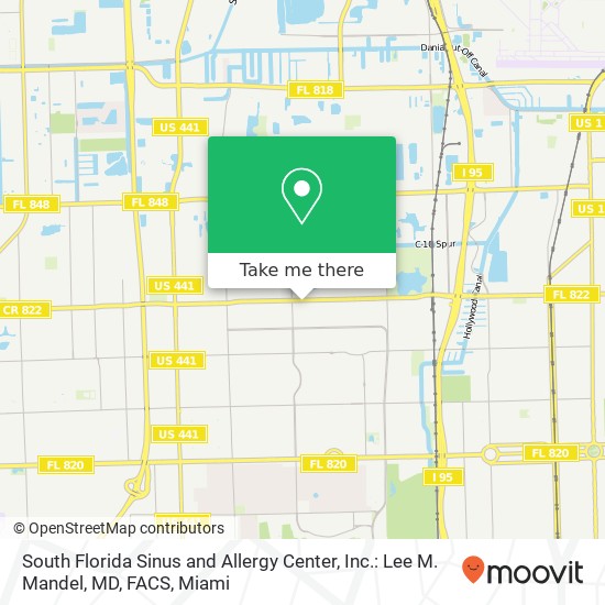 Mapa de South Florida Sinus and Allergy Center, Inc.: Lee M. Mandel, MD, FACS