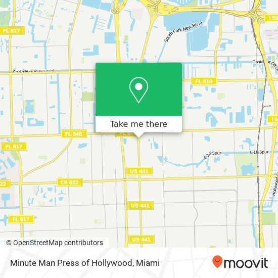 Minute Man Press of Hollywood map