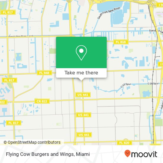 Mapa de Flying Cow Burgers and Wings