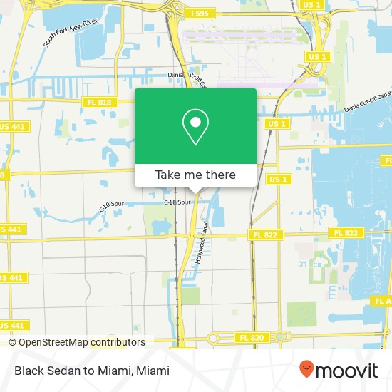 Black Sedan to Miami map