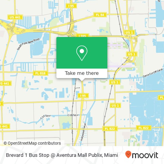 Brevard 1 Bus Stop @ Aventura Mall Publix map