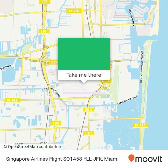 Singapore Airlines Flight SQ1458 FLL-JFK map