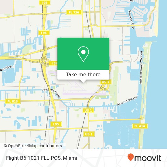 Flight B6 1021 FLL-POS map