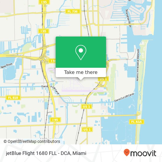 jetBlue Flight 1680 FLL - DCA map