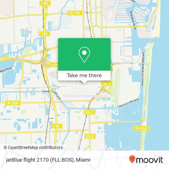 jetBlue flight 2170 (FLL-BOS) map