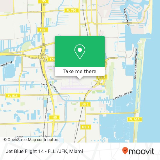 Mapa de Jet Blue Flight 14 - FLL /JFK