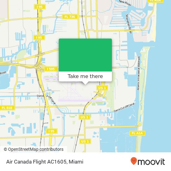 Mapa de Air Canada Flight AC1605