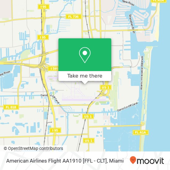 American Airlines Flight  AA1910  [FFL - CLT] map