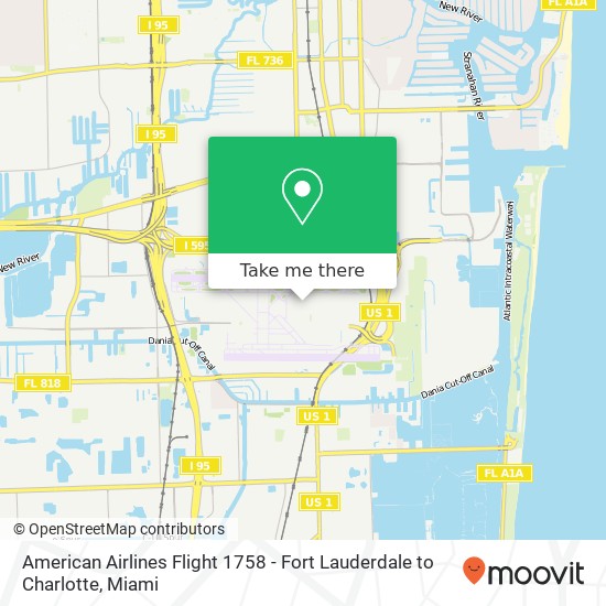 Mapa de American Airlines Flight 1758 - Fort Lauderdale to Charlotte