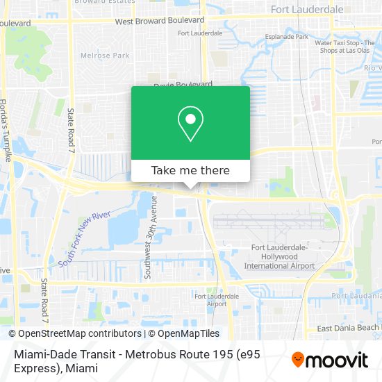 Mapa de Miami-Dade Transit - Metrobus Route 195 (e95 Express)