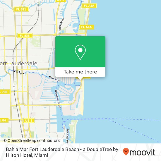 Mapa de Bahia Mar Fort Lauderdale Beach - a DoubleTree by Hilton Hotel