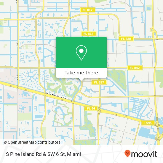 S Pine Island Rd & SW 6 St map