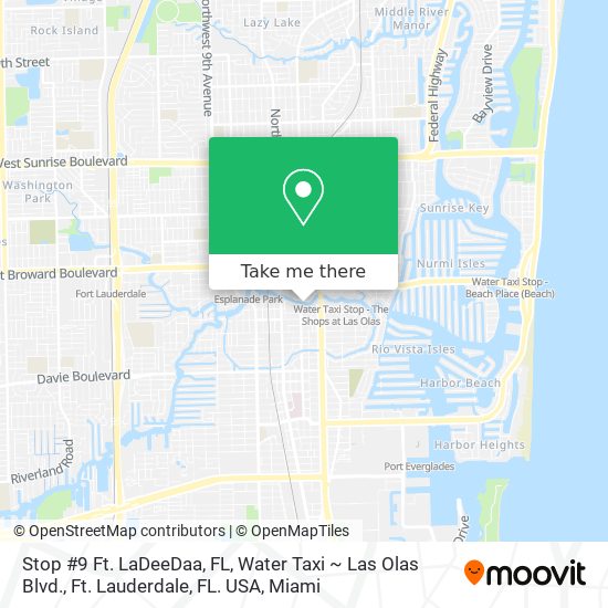 Mapa de Stop #9 Ft. LaDeeDaa, FL, Water Taxi ~ Las Olas Blvd., Ft. Lauderdale, FL. USA