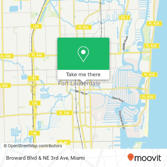 Broward Blvd & NE 3rd Ave map