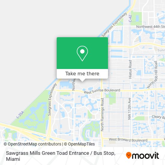 Sawgrass Mills Green Toad Entrance / Bus Stop map