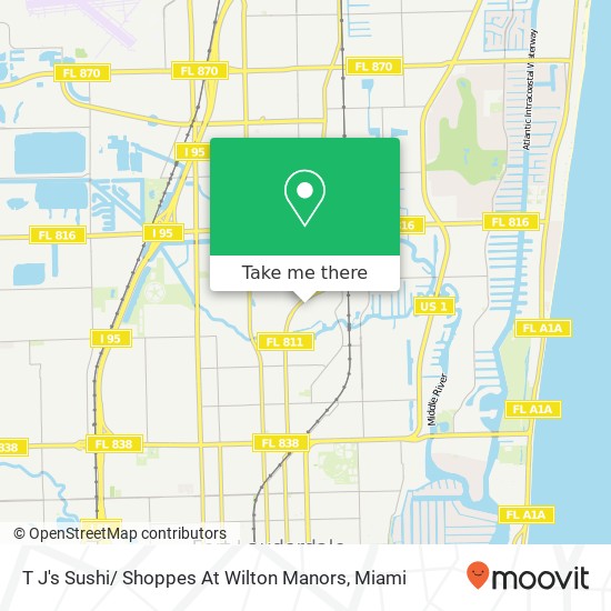 Mapa de T J's Sushi/ Shoppes At Wilton Manors