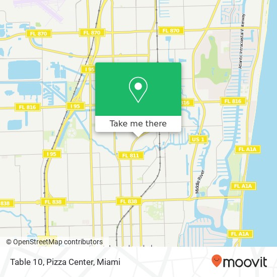 Table 10, Pizza Center map