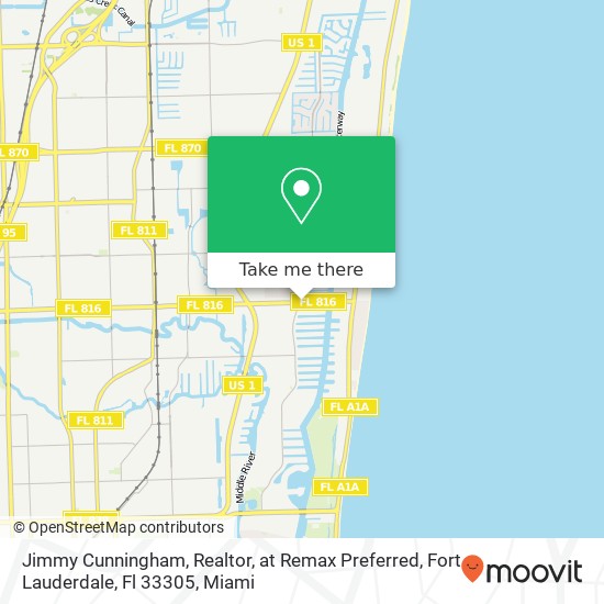 Jimmy Cunningham, Realtor, at Remax Preferred, Fort Lauderdale, Fl 33305 map