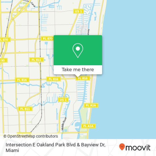 Intersection E Oakland Park Blvd & Bayview Dr map