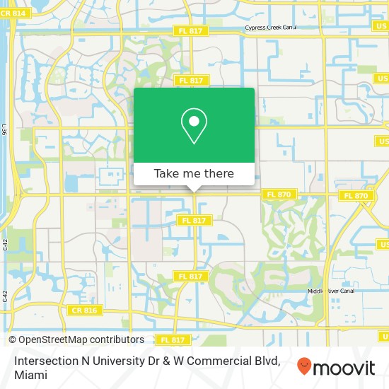 Intersection N University Dr & W Commercial Blvd map