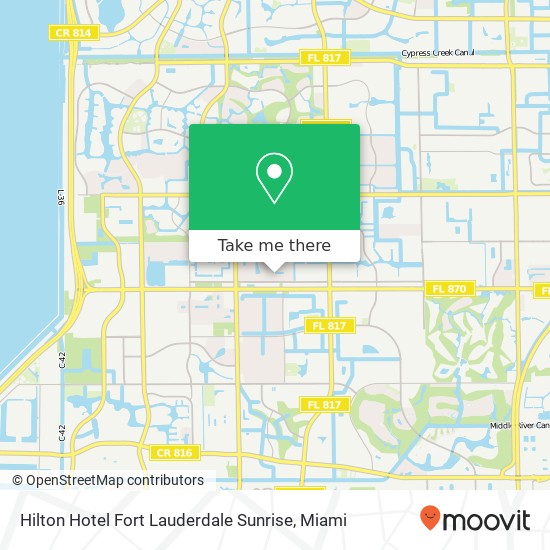 Hilton Hotel Fort Lauderdale Sunrise map