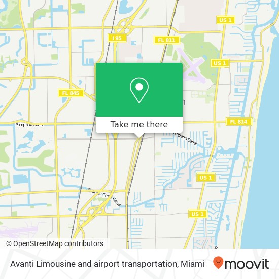 Avanti Limousine and airport transportation map