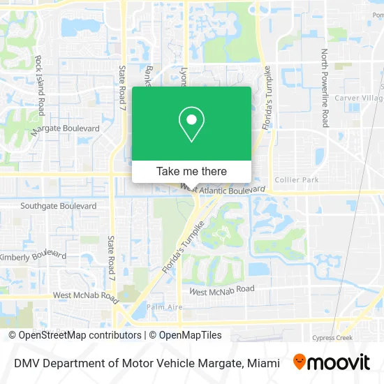 DMV Department of Motor Vehicle Margate map