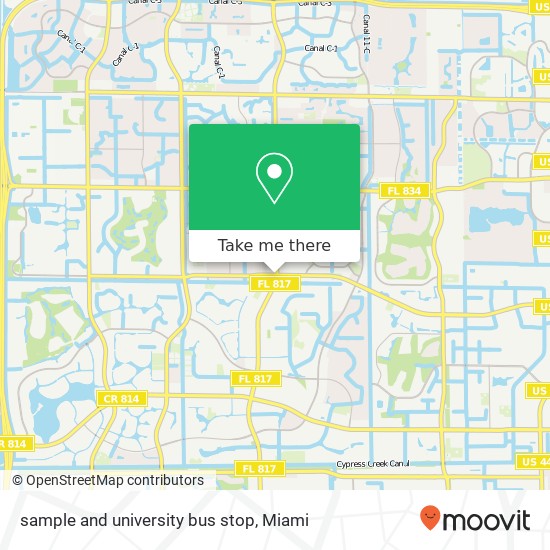 Mapa de sample and university bus stop