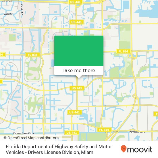 Florida Department of Highway Safety and Motor Vehicles - Drivers License Division map