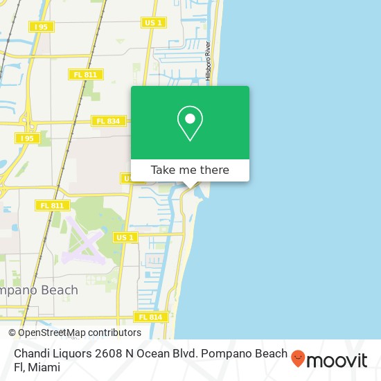 Chandi Liquors 2608 N Ocean Blvd. Pompano Beach Fl map