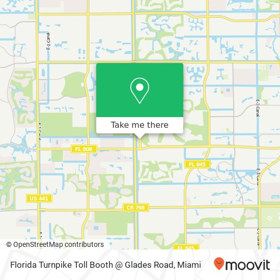 Florida Turnpike Toll Booth @ Glades Road map