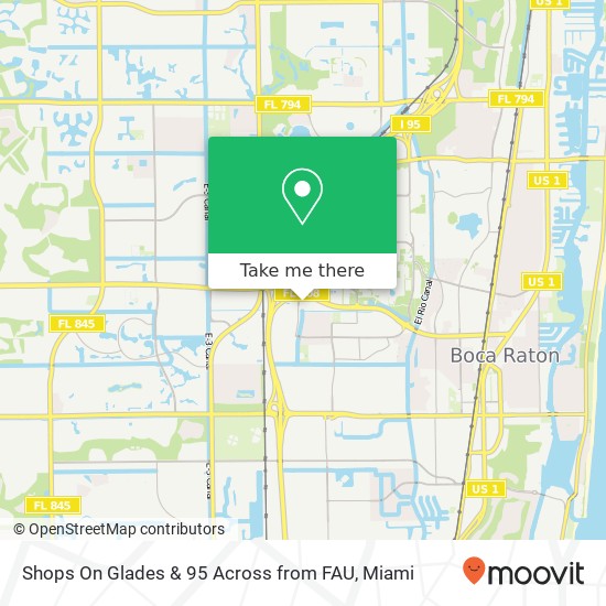 Shops On Glades & 95 Across from FAU map