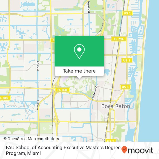 FAU School of Accounting Executive Masters Degree Program map