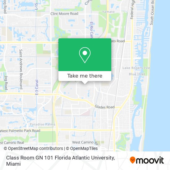 Mapa de Class Room GN 101 Florida Atlantic University