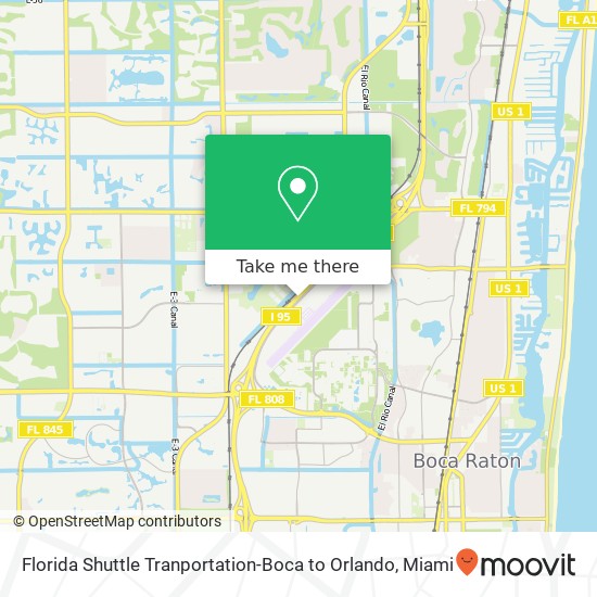 Florida Shuttle Tranportation-Boca to Orlando map