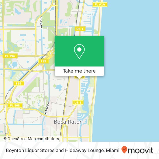 Boynton Liquor Stores and Hideaway Lounge map