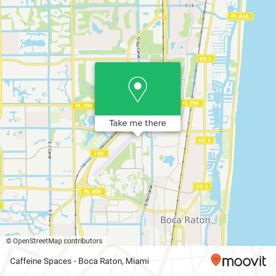 Caffeine Spaces - Boca Raton map