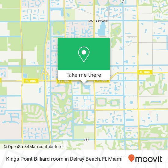 Mapa de Kings Point Billiard room in Delray Beach, Fl