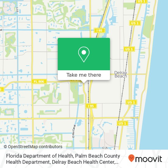 Florida Department of Health, Palm Beach County Health Department, Delray Beach Health Center map